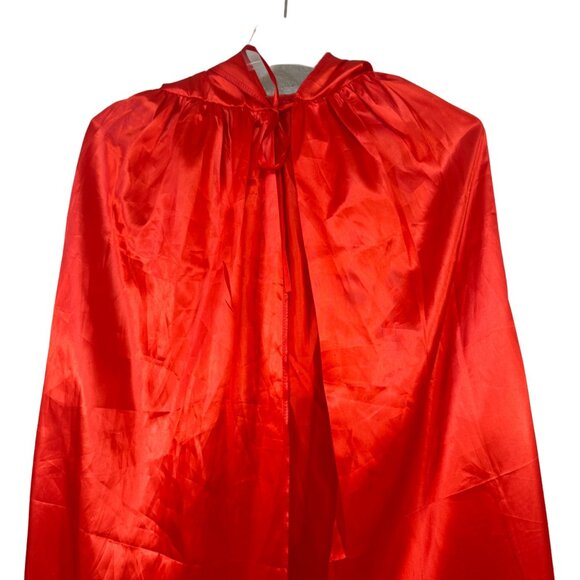 Red Satin BIGXIAN Adult Size Cape With Tie Closure - Picture 2 of 6